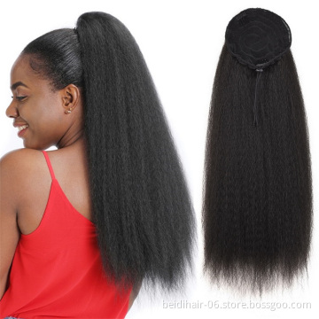 Ponytail mesh Yaki long hair extensions Puff Ponytail fibre weave black ponytail wrap